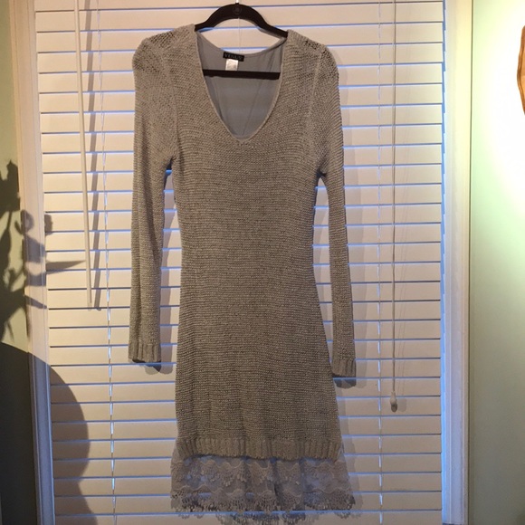 sweater dress with lace bottom